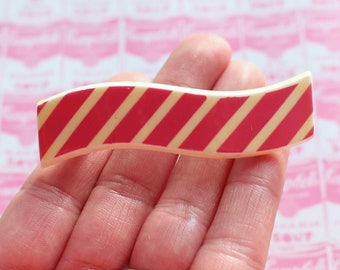 1980s Striped Hair Clip: Retro Barrette, Made in France