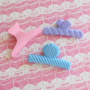 Vintage 80s Hair Clips: Butterfly, Bow, Shell - LOT of 3