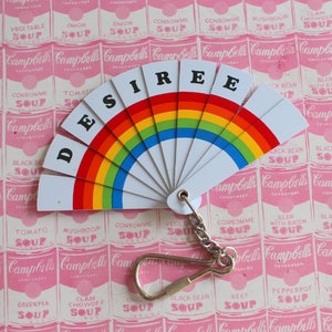 1980s Rainbow &#39;Desiree&#39; Name Fan Keychain - New Old Stock
