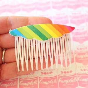 Vintage 1980s Rainbow Hair Comb: Pastel Pride Barette