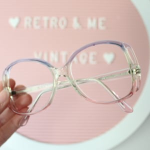 Vintage 1970s Oversized Eyeglass Frames: Pink & Blue, No Lenses