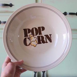 Cuenco grande de cerámica retro vintage para palomitas de maíz... cocina de campo, cuenco grande con letras, para servir, cenas, kitsch, kawaii, moderno, almuerzo, inauguración de la casa