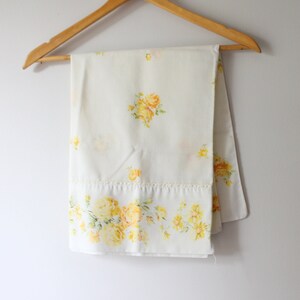 Vintage 1970s Floral Pillow Case: Groovy Yellow Bedding