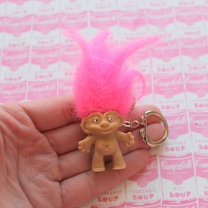 Vintage TROLLS Doll Keychain: 80s-90s Collectible Toy