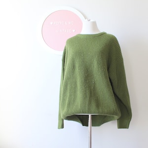 Vintage 1980s Cotton Olive Green Sweater - Unisex M/L