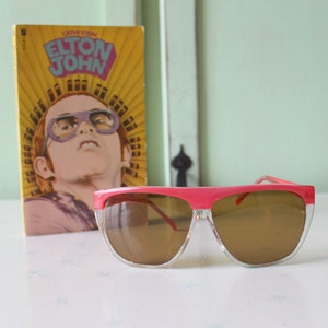 Vintage Flat Top Mod Taiwan ROC 1980s Sunglasses.retro. colorful shades. costume. hipster. gold. shades. indie. chic. pink. boho. deadstock. image 1