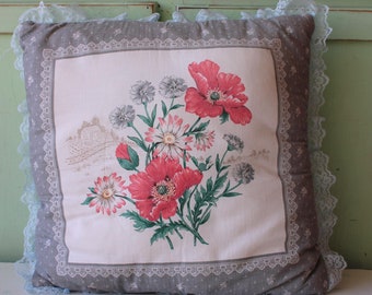 Floral Throw Pillow: 1980s Country Lace Accent