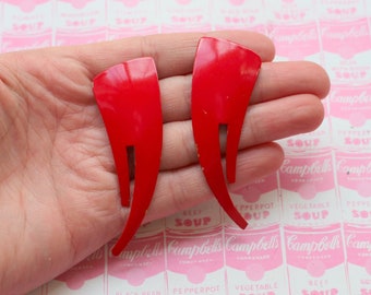 1980s Red Glam Earrings: Kitsch Retro Costume Jewelry