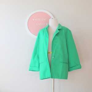 Vintage 80s Koret Green Cotton Blazer: Springtime Mod Jacket