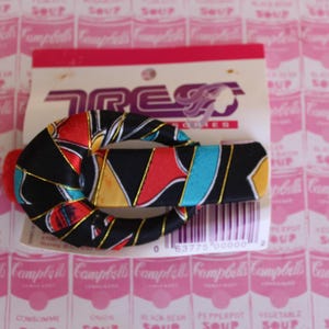 Vintage 80s Colorful Hair Bow Clip: Retro Funky Barette