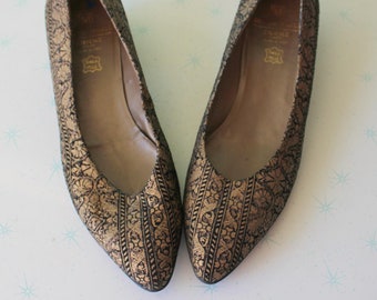 Vintage Bruno Magli Bronze Leather Pumps - Size 10