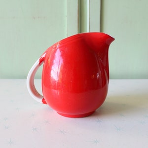 Mid Century Red Ceramic Pitcher: USA Retro Kitchen Decor