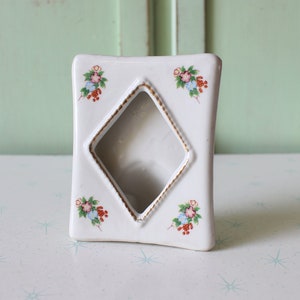 1980s Floral Vanity Picture Frame: Pink Garden Decor