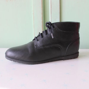 Vintage 80s Black Leather Ankle Boots - Rad Rocker Style, Size 5
