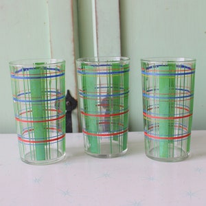 Vintage Atomic Grünes Tassen Set: Küchen Gläser und Karo Gläser