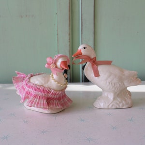 Vintage Ceramic Duck Figurines: Kitsch Home Decor, Set of 2
