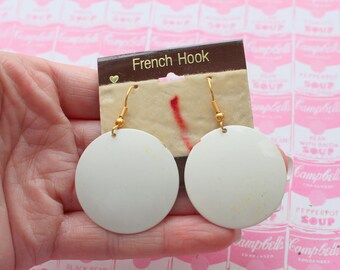 1980s White Vintage Earrings....wedding. huge. oversized. costume. 1980s glam. killer 80s. rad. rocker. punk. indie. hipster. bridal. pretty