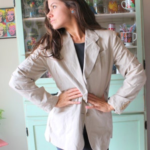 1990s Vintage Tan Blazer: Unisex Retro Jacket