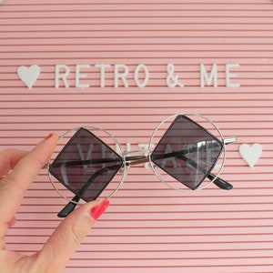 1990s DIAMOND Sunglasses....rave. party. costume. triangle. round lens. retro sunglasses. silver sunglasses. hippie. boho. costume. hipster.