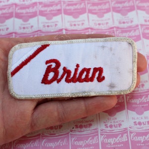 Parche con el nombre BRIAN de los años 70 y 80... regalo, disfraz, accesorios de los años 70 y 80, hipster, padre, papá, abuelo, mecánico, conserje, trabajador, letra B