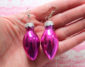 Vintage Bulb Earrings: Kitsch Holiday Party Costume Jewelry