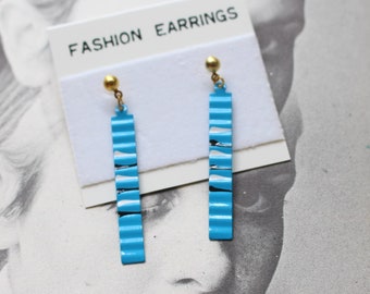 Boucles D'oreilles Vintage Bleues En Plastique - Stock D'usine Des Années 80, Neuf Sans Emballage