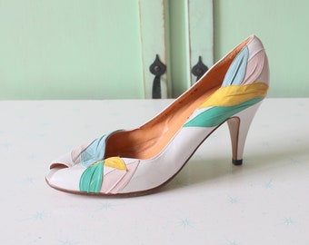 orange designer heels