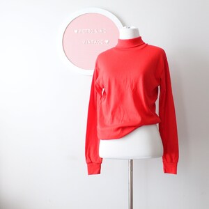 1980s 1990s Red Turtleneck Sweater.......80s clothing. 90s clothing. small. colorful. bright. retro. unisex. 1980s sweater. rad. hipster