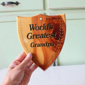Vintage Wooden &#39;World&#39;s Greatest Grandpa&#39; Sign - 1970s Retro Decor