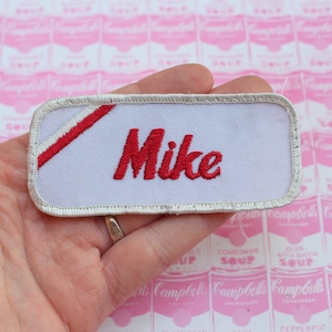 Vintage 1970s 80s MIKE Name Patch...costume. 70s 80s accessories. hipster. father. dad. grandpa. mechanic. custodian. worker. letter M. gift