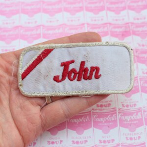 Vintage 1970s 80s JOHN Name Patch...gift. costume. 70s 80s accessories. hipster. father. dad. grandpa. mechanic. custodian. worker. letter J