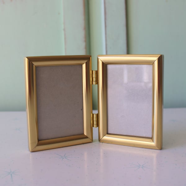 1980s Golden Rectangle Vintage Vanity Picture Frame.....made in taiwan. novelty. retro housewares. gift for her. picture frame. bedroom