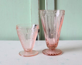 Vintage Pink Depression Glas Dessert Set - Retro Küche