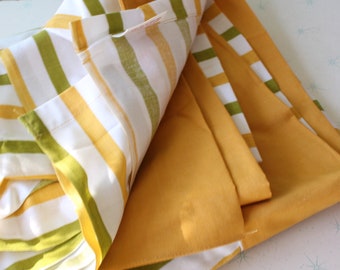 1970s Striped Full Flat Sheet: Mustard Retro Bedding