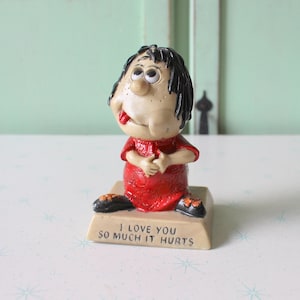 1970s Kitsch Figurine: I Love You So Much It Hurts - Retro Home Decor