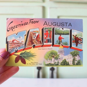 Vintage MAINE Cartolina.... Lettere. retrò. Appalachian. Arte. arredamento per la casa. Kitsch. Novità. casa retrò. raggio di sole. carte d'epoca. Stazionario