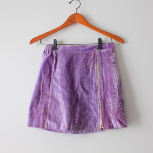 Vintage 90s Purple Velvet Mini Skirt - XS/Small
