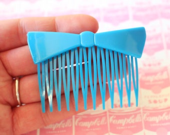 Fermaglio per capelli con fiocco blu-verde acqua anni '80: fermaglio floreale NOS