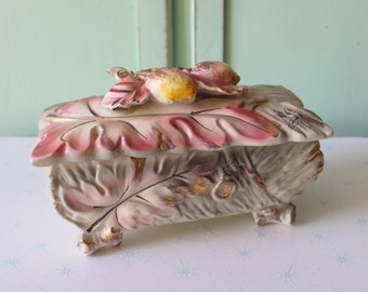 1960年代の花柄陶器瓶：ヴィンテージ日本製小物入れ - Etsy 日本