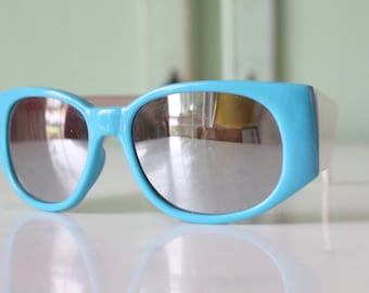 Óculos de Sol Vintage Azul Estilo Olho de Gato: Óculos Mod dos Anos 80