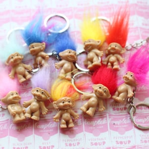 Vintage TROLLS Doll Keychain: 80s/90s Retro Kitsch