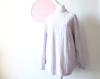 REBAJAS - Suéter de punto morado de los años 70 - Jersey retro en tonos pastel (tallas pequeñas a medianas)