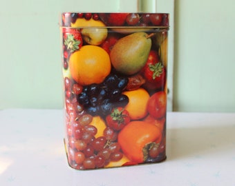 Vintage 1980s Metal Fruit Jar: Retro Kitsch Home Decor
