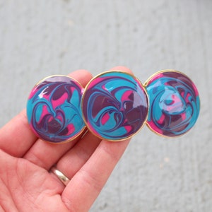 1980er Jahre Swirl Haarspange: Blau & Pinkes Vintage Accessoire