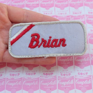 Vintage 1970s 80s BRIAN Name Patch....gift. costume. 70s 80s accessories. hipster. father. dad. grandpa. mechanic. custodian.worker.letter B