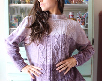 Vintage PURPLE Sweater Pullover....medium. large. indie. kitsch. 90s clothing. womens. lady. 90s clothing. turtle neck