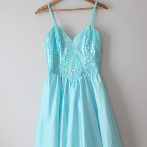 1980s Vintage Blue Sequin Dress - Size Small