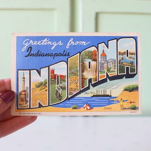Cartolina vintage INDIANA.... Lettere. retrò. A ovest. Arte. arredamento per la casa. Kitsch. Novità. Stato. casa retrò. raggio di sole. carte d'epoca. Stazionario