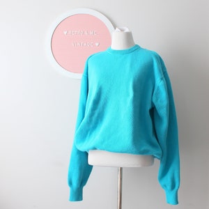 1980s Vintage Teal Oversized Knit Sweater (Large-XLarge)