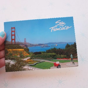 Cartolina d'epoca di San Francisco, California...retrò. arte. arredamento per la casa. kitsch. novità. stato. ovest. cartoline d'epoca. città. golden gate bridge